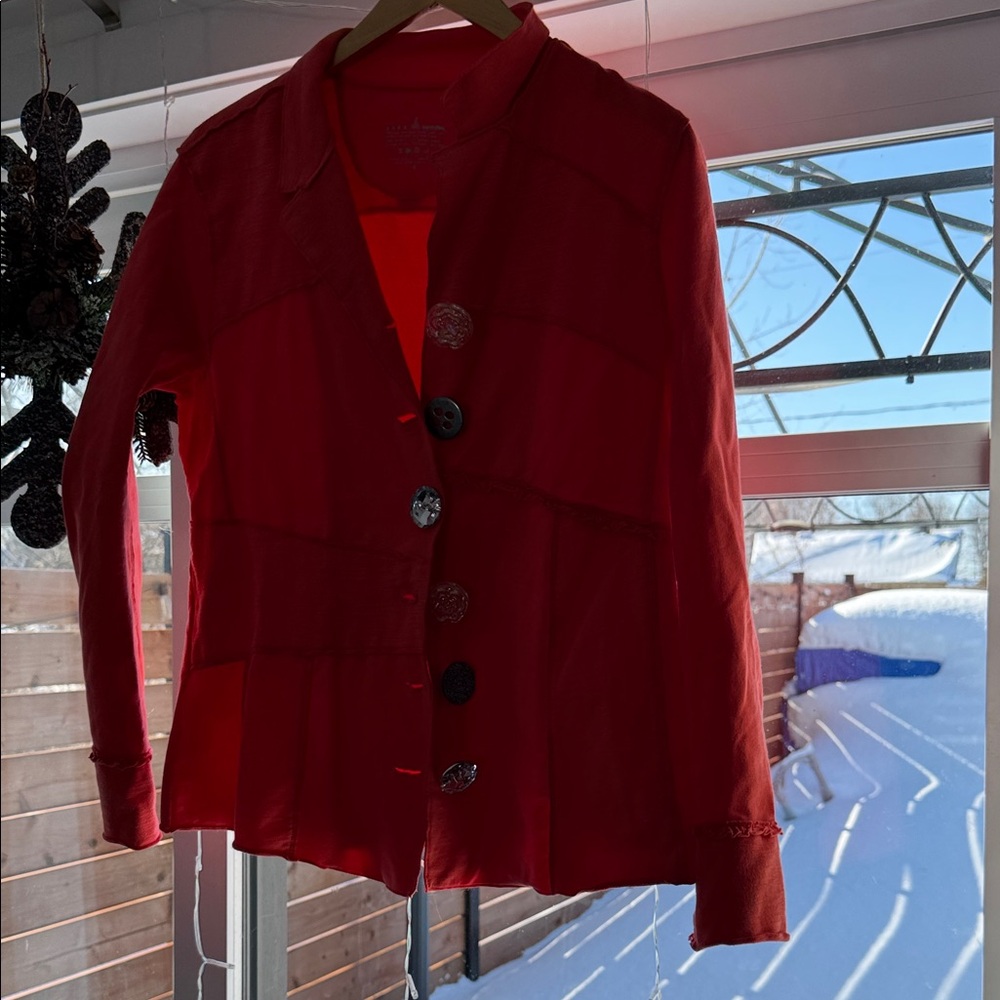 Neon buddah Elegant coral Women's Blazer with Unique Buttons